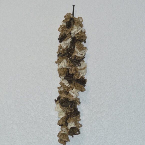Homemade White, Light Brown, and Brown Ruffle Scarf - Picture 2 of 2